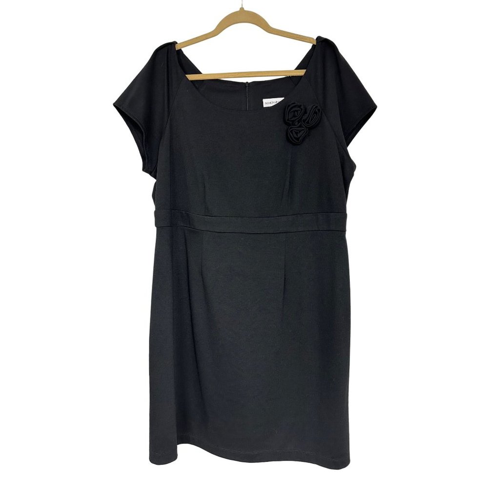 Size 1X 16 18 BLACK CLASSIC PONTE KNIT SHEATH DRESS Day/Evening Career PLUS SIZE